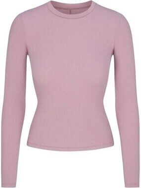 Skims cotton rib long sleeve shirt dusk xxs